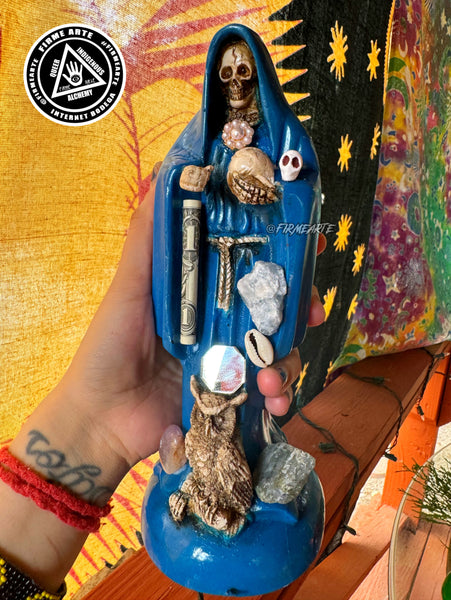 Mama Muerte | Santa Muerte | Statue | 9 inches | Fully Loaded | Blue