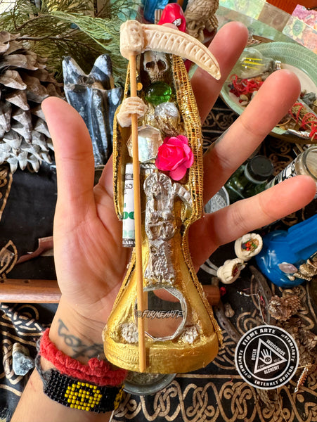 Mama Muerte statue | Santa Muerte | 6 Inches | Fully Loaded + Dressed | Gold