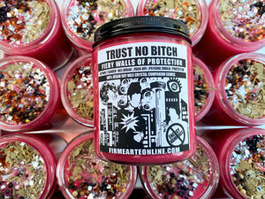 Crystal Companion Candle | Trust No Bitch | Fiery Walls of Protection